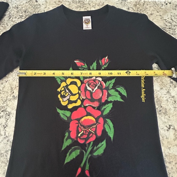 Ed Hardy by Christian Audigier Long Sleeve Rose Bouquet Tattoo Graphic Tee Sz S - Picture 9 of 10